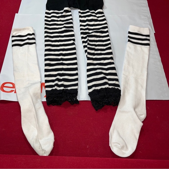 FOUL PLAY Sexy SPORTS REF DRESS REFEREE UMPIRE Black White Socks Tights, Whistle - Picture 16 of 16